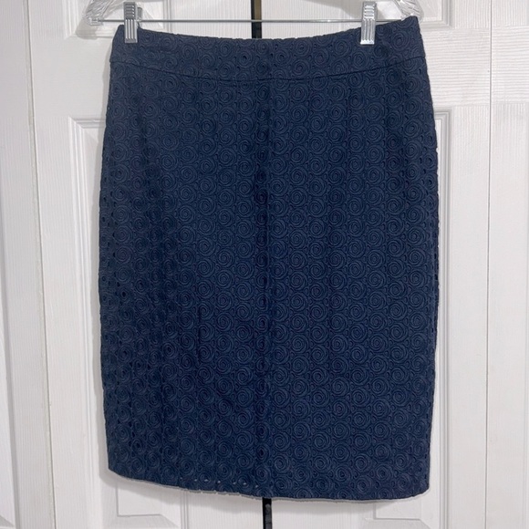Talbots navy blue cotton lined lace skirt size 4 - Picture 14 of 14